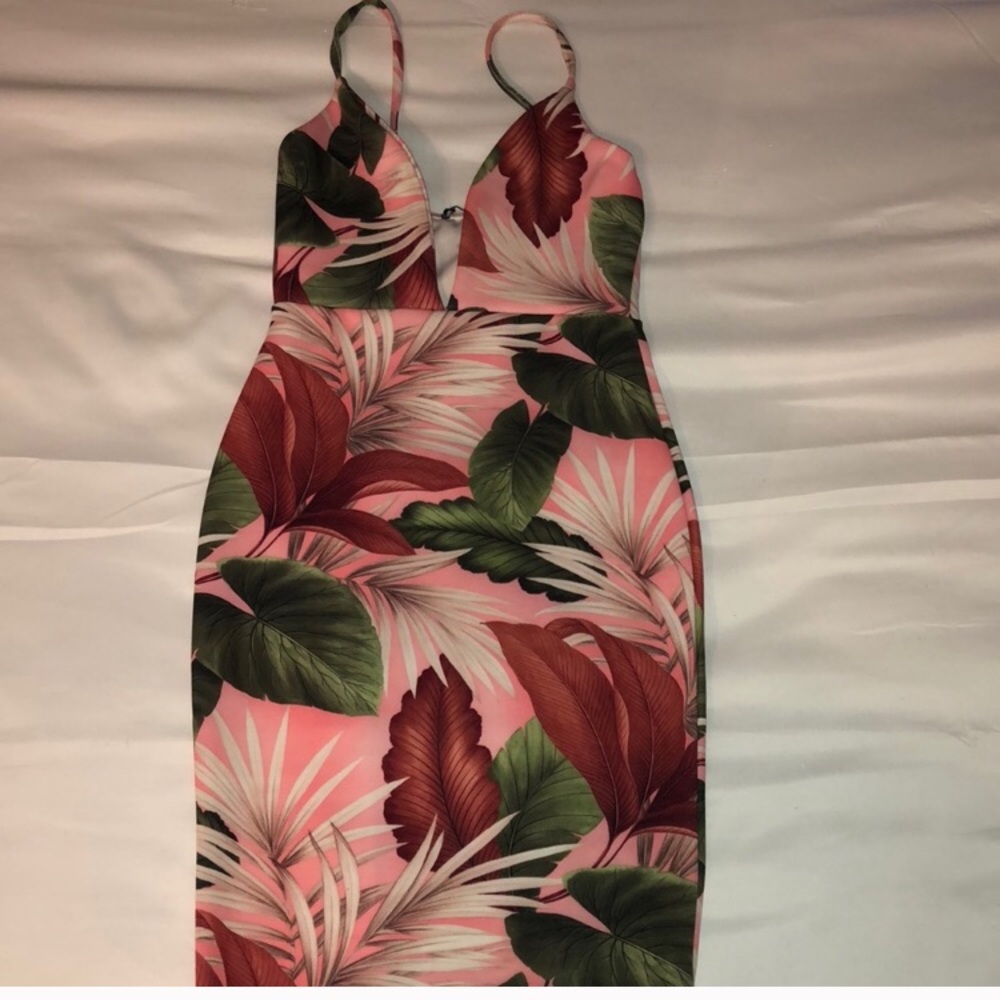 Tropical print bodycon dress